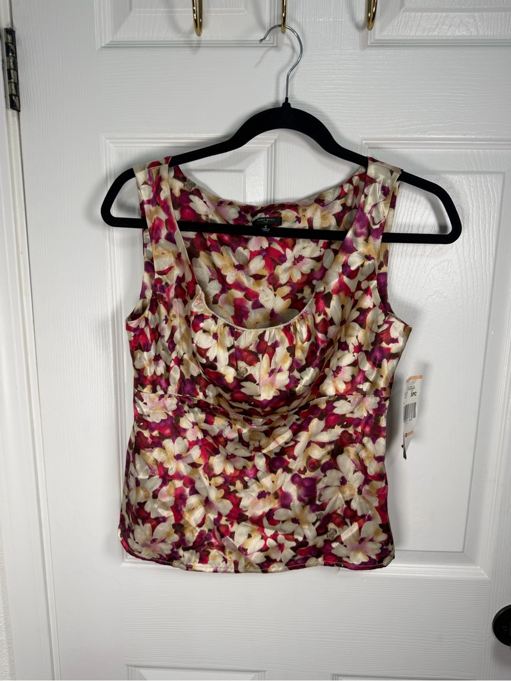 Nine West Floral Sleeveless Camisole - Magenta & Cream